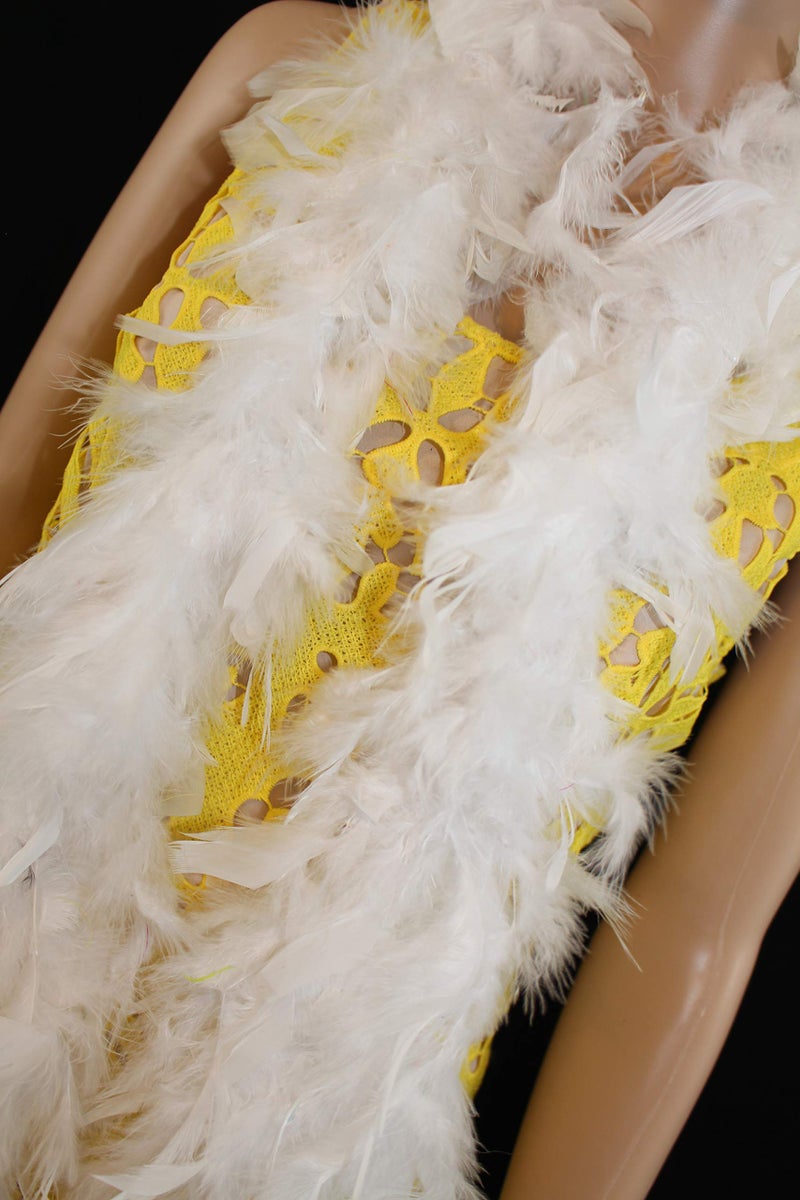 Flydreamfeathers 40 Gram 72" Long, Turkey Chandelle Feather Boa, Dancing Wedding Crafting Party Dress Up, Halloween Costume Decoration(white) - Image 3